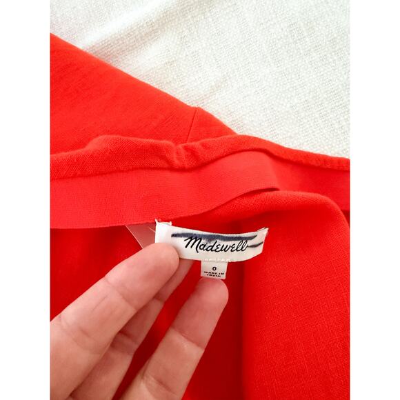 Madewell | NWT Linen Maxi Slip Skirt in Bright Flame Red | Sz 0 - Picture 11 of 11